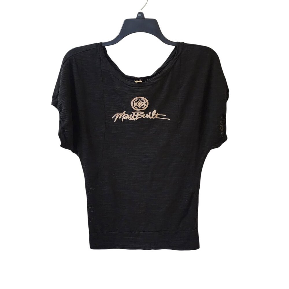 Maui Built Black Short Sleeve Batwing Sleeve Burnout Top Women's XL